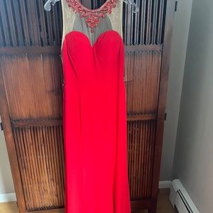 Red gown.  Great for a prom or wedding guest dress